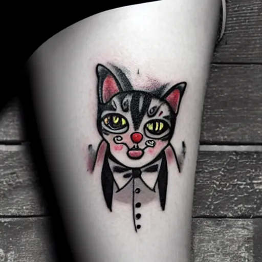 Image similar to clown cat tattoo design