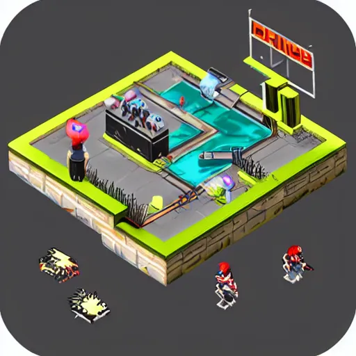 Prompt: isometric action game, punk, mirror's edge, highly detailed, realistic