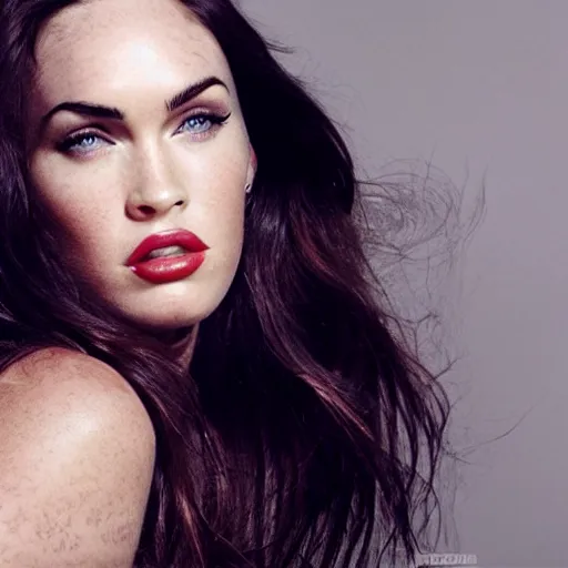 Prompt: megan fox looking into the distance, medium - shot, backlighning, by annie leibowitz