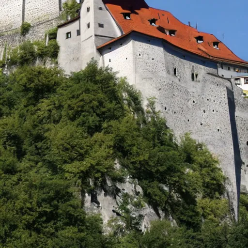 Prompt: Sauron\'s army surrounding the Ljubljana castle in Slovenia