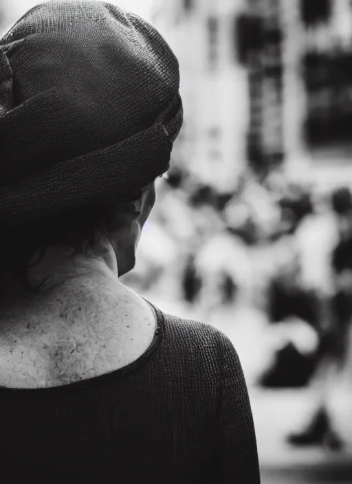 Prompt: a 2 8 mm macro photo from the back of a woman watching a parade, splash art, movie still, bokeh, canon 5 0 mm, cinematic lighting, dramatic, film, photography, golden hour, depth of field, award - winning, anamorphic lens flare, 8 k, hyper detailed, 3 5 mm film grain