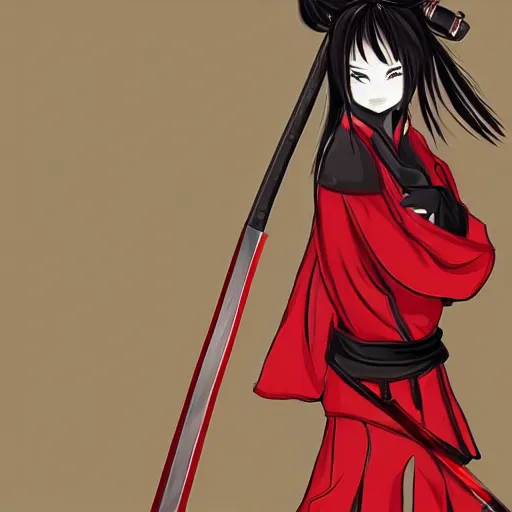 anime samurai girl drawing