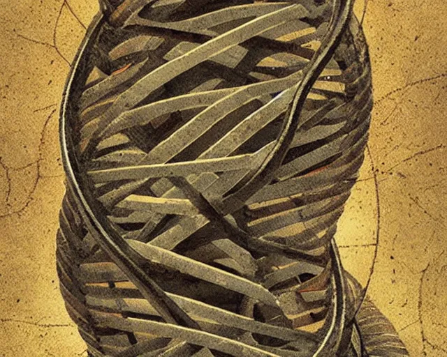 Image similar to double helix! dna, a closeup simple vector pop surrealism, by ( leonardo da vinci ) and greg rutkowski