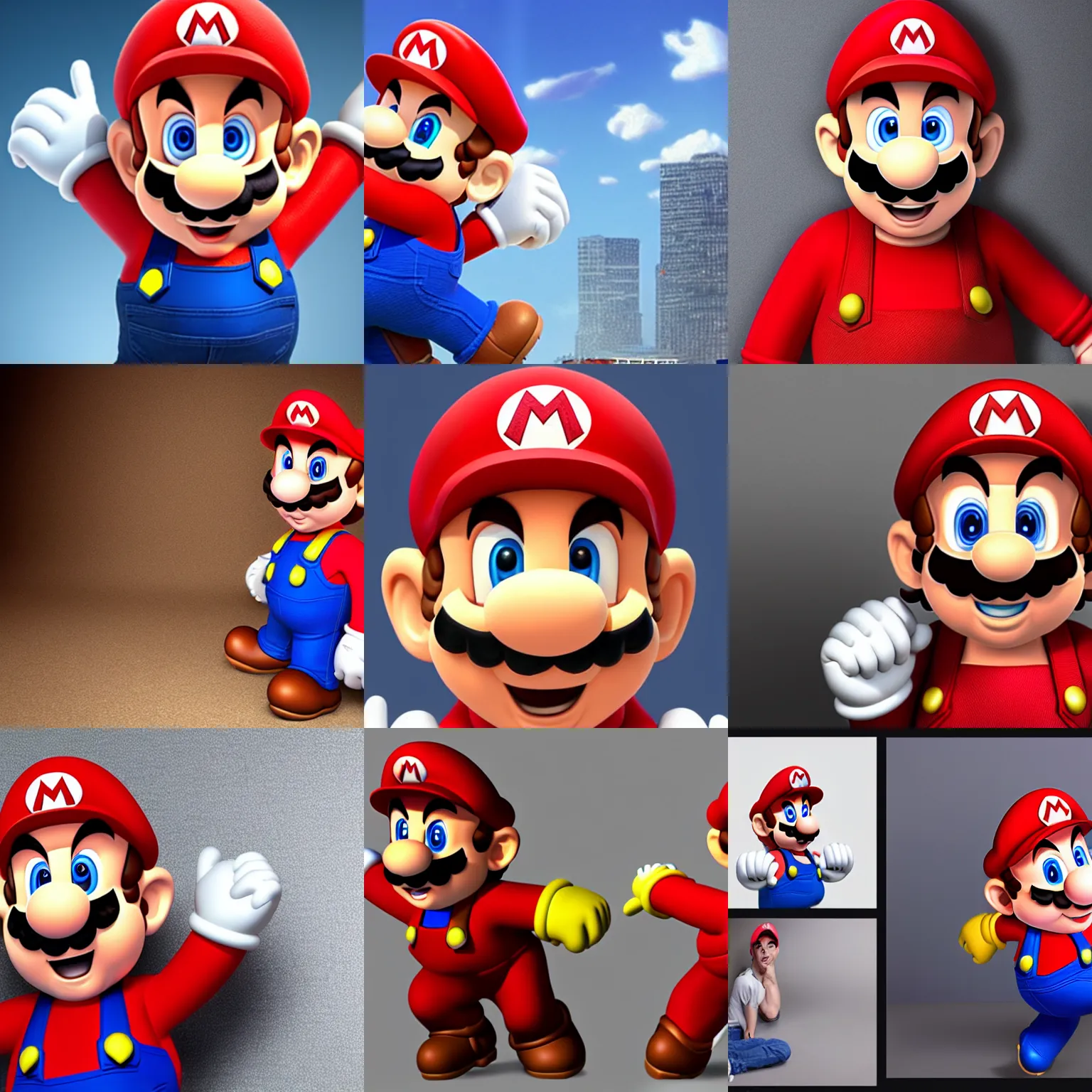 Prompt: Mario as a real person, studio photo, realistic
