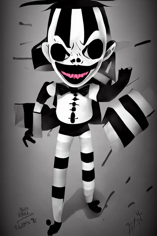 Image similar to an evil mime, highly detailed, digital art, sharp focus, trending on art station, anime art style