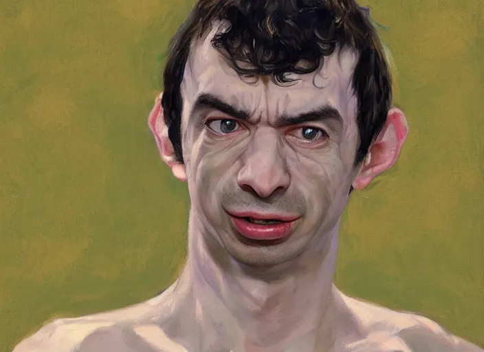 Prompt: a highly detailed beautiful portrait of nathan fielder as gollum, by gregory manchess, james gurney, james jean