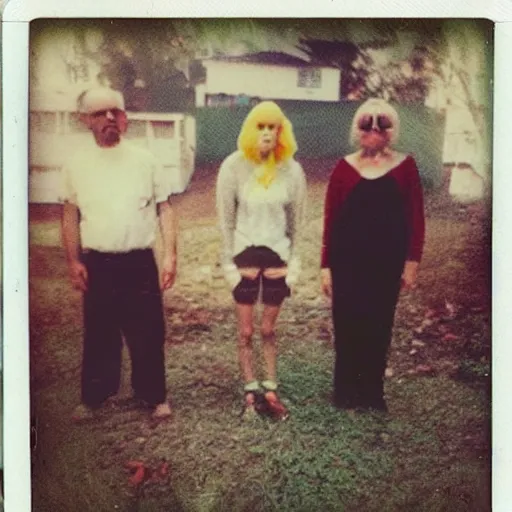 Image similar to found polaroid of weird trash humpers