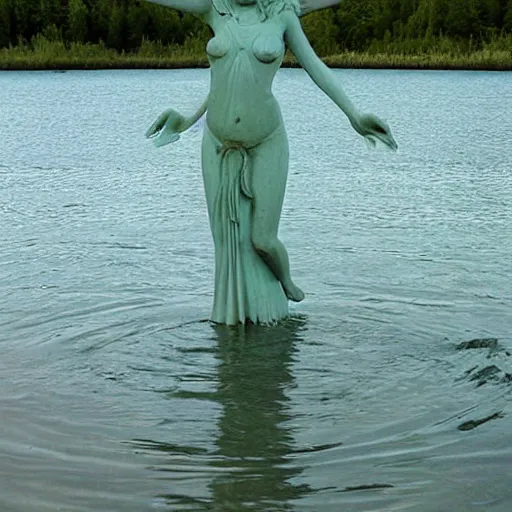 Image similar to water goddess emergin from a lake