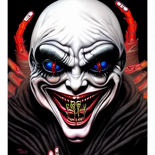 Image similar to giger spider joker, by tristan eaton stanley artgerm and tom bagshaw.