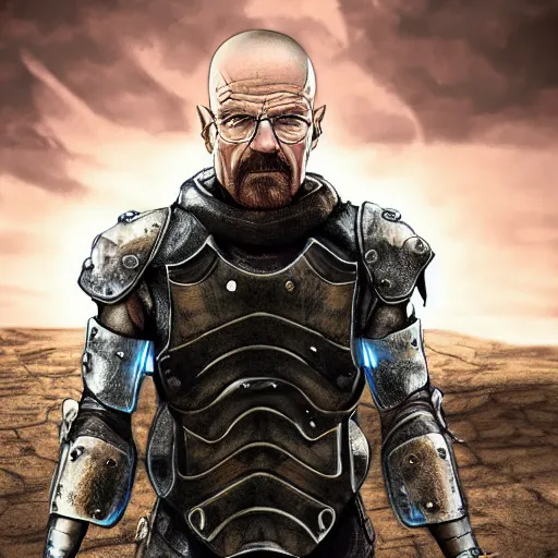 Image similar to Walter White in cybernetic battle armour, 4k digital art, highly detailed, concept art