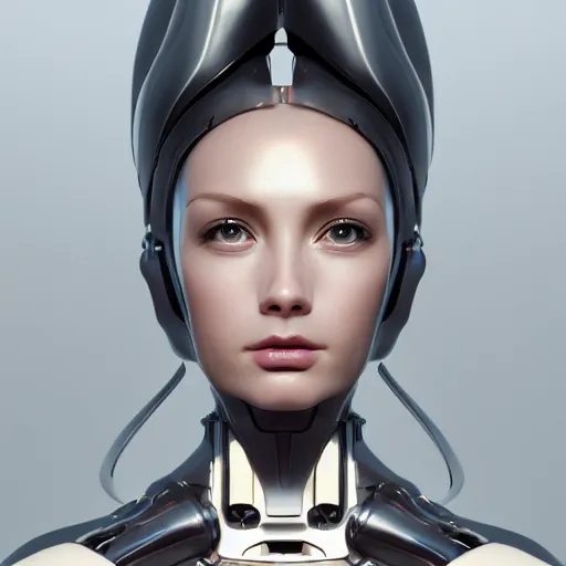 Image similar to Mechanical Female Android, intricate, elegant, super highly detailed, professional digital painting, artstation, concept art, smooth, sharp focus, no blur, no dof, extreme illustration, Unreal Engine 5, Photorealism, HD quality, 8k resolution, cinema 4d, 3D, beautiful, cinematic, art by artgerm and greg rutkowski and alphonse mucha and loish and WLOP