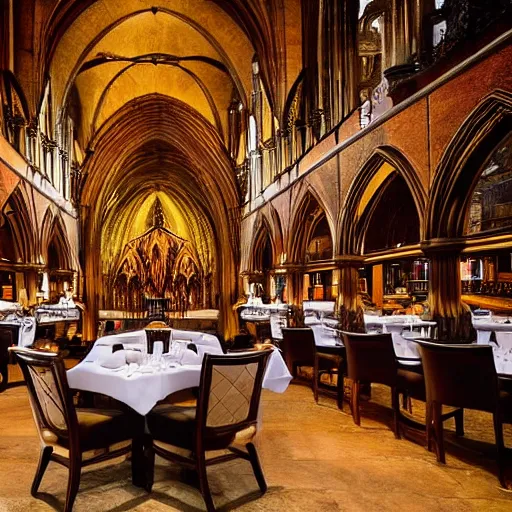 Prompt: incredible cathedral that doubles as a fancy restaurant