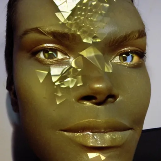 Prompt: a beautiful human face made out of crystal