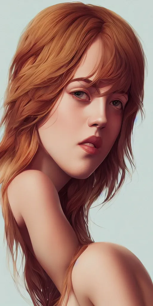 Image similar to hyper detailed ultra sharp of beautiful portrait jena malone, beautiful girl, beautiful full body, character artist, mature content, elegant, 2 d, ultra highly detailed, digital painting, smooth, sharp focus, artstation, art by ilya kuvshinov!