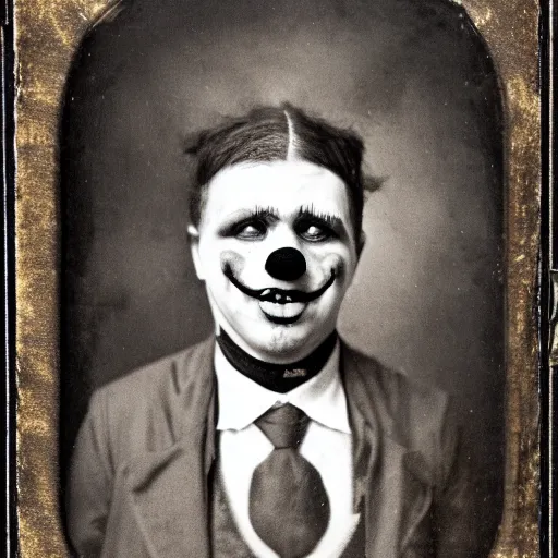 Prompt: tintype of a clown