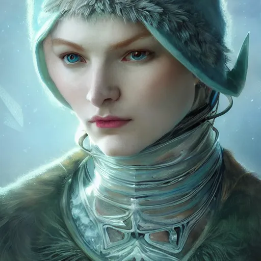 Prompt: an epic concept art of a handsome androgynous male snow elf with a bow in a turquoise cape and silver armour, albino skin, winter vibes, elegant, very coherent symmetrical artwork, by tomasz alen kopera and alphonse mucha, photorealistic, sharp focus, octane render, rtx, hdr, unreal 5, trending on artstation