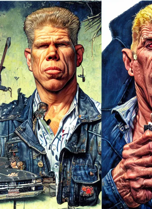 Prompt: full body and head portrait of ron perlman painted by norman rockwell and phil hale and greg staples and tom lovell and frank schoonover and jack kirby