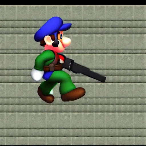 Image similar to solid snake in super mario 6 4