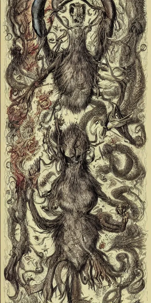 Image similar to bestiary of whimsical uncanny creatures from the depths of the unconscious psyche