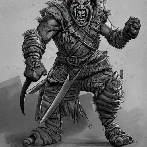 Prompt: full face and body D&D character art illustration of a hobgoblin fighter, by Wayne Reynolds.