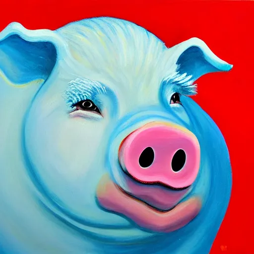 Image similar to donald trump as a pig, painting