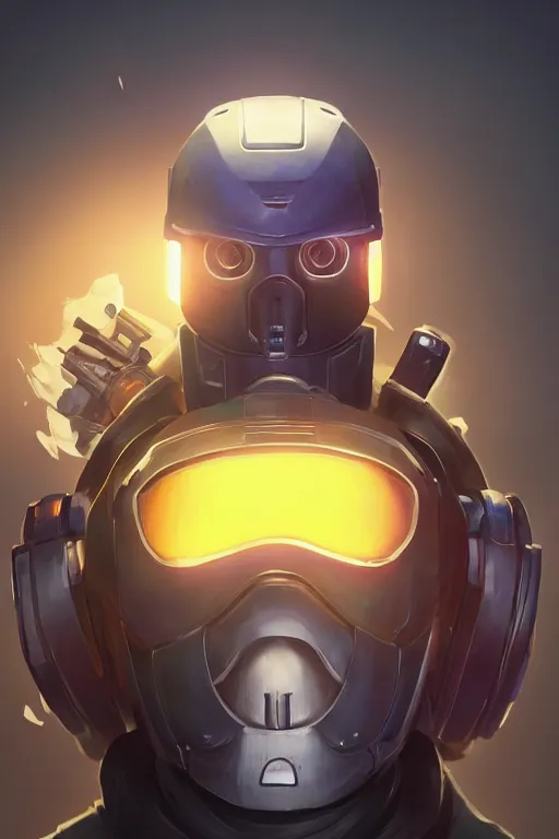 Image similar to epic mask helmet robot ninja portrait stylized as fornite style game design fanart by concept artist gervasio canda, behance hd by jesper ejsing, by rhads, makoto shinkai and lois van baarle, ilya kuvshinov, rossdraws global illumination radiating a glowing aura global illumination ray tracing hdr render in unreal engine 5