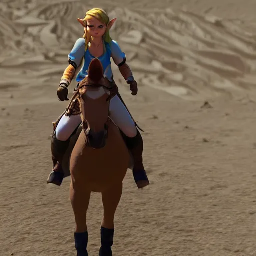 Prompt: close up, zelda riding a horse on moon, detailed realistic face, hyper realistic, 4 k octan render, unreal 5