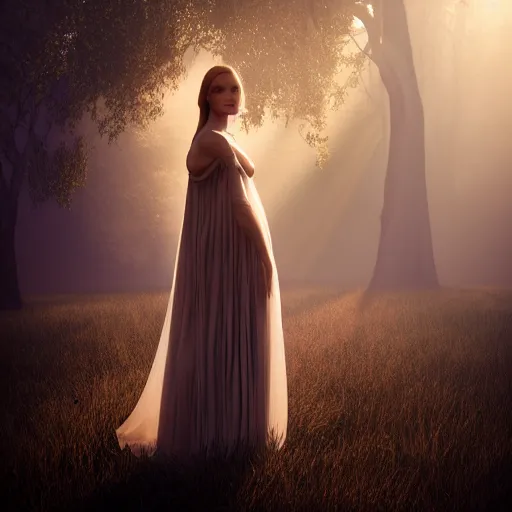 Image similar to photographic portrait of a stunningly beautiful elegant gothic female in soft dreamy light at sunset, god rays, contemporary fashion shoot, by edward robert hughes, annie leibovitz and steve mccurry, david lazar, jimmy nelsson, breathtaking, 8 k resolution, extremely detailed, beautiful, establishing shot, artistic, hyperrealistic, beautiful face, octane render