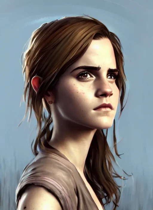 Image similar to greg rutkowski highly detailed portrait of emma watson gta 5 art, unreal engine, hot, fantasy art by stephen bliss