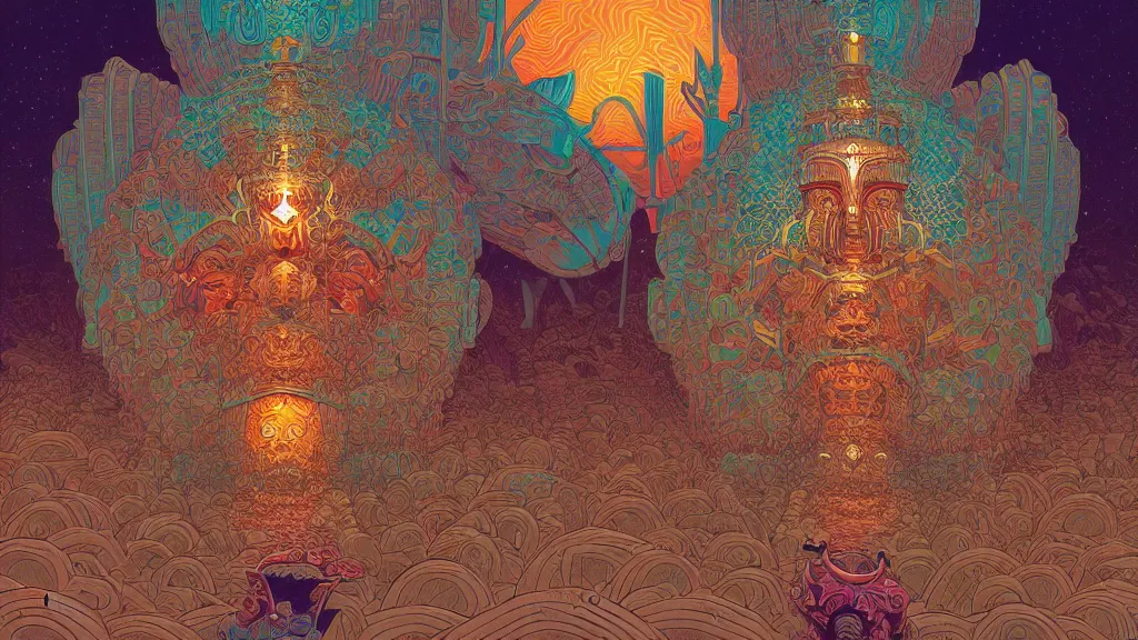 Prompt: highly detailed illustration of a mayan god by kilian eng, by moebius!, by oliver vernon, by joseph moncada, by damon soule, by manabu ikeda, by kyle hotz, by dan mumford, by kilian eng