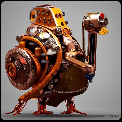 Image similar to a robotic steampunk turkey, high quality blender render, trending on artstation, hd