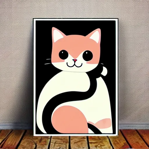 Image similar to Kawaii anime cute cat, art poster graphic