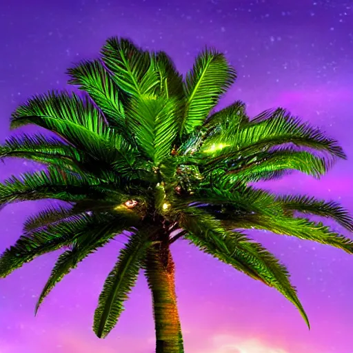 realistic photo of an alien palm tree with glowing | Stable Diffusion ...