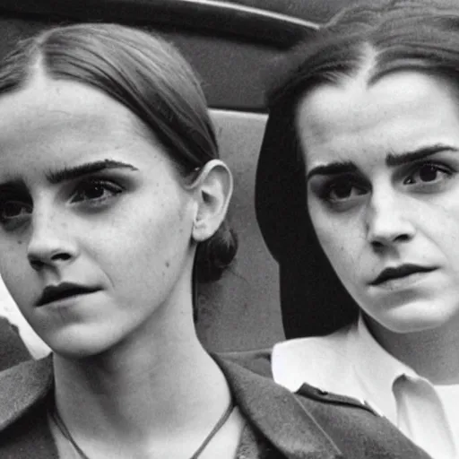 Prompt: emma watson being arrested during the nuremberg trials