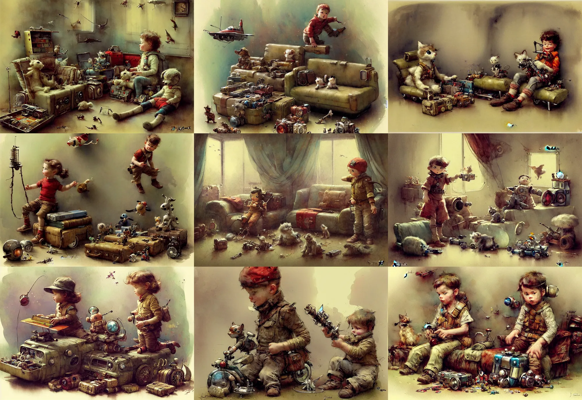 Image similar to adventurer ( ( ( ( ( 1 9 5 0 s retro future living room. muted colors. toys laying around ) ) ) ) ) by jean baptiste monge, chrome red