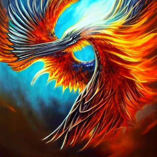 Prompt: fantasy art hyper realistic ai created interesting bizarre phoenix fantastic art award winning best ultra detailed magnificent
