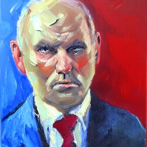 Prompt: weakest man in poland, expressive oil painting
