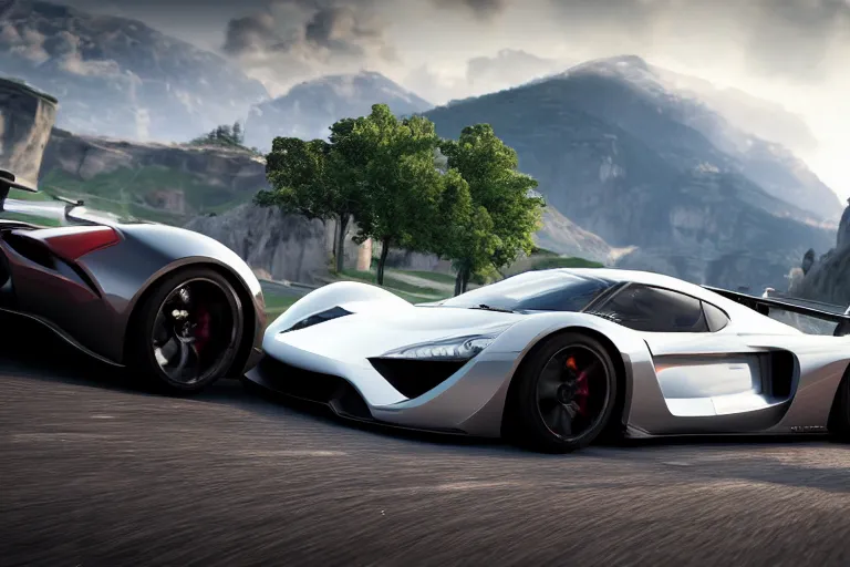 Image similar to photo wallpaper sport car gran turismo 7 forza horizon need for speed fast and furious 5 unreal engine supercar hypercar game concept car octane render, 4 khd 2 0 2 2 3 d cgi rtx style chrome reflexion global illumination ray tracing hdr arstation pixar and disney unreal