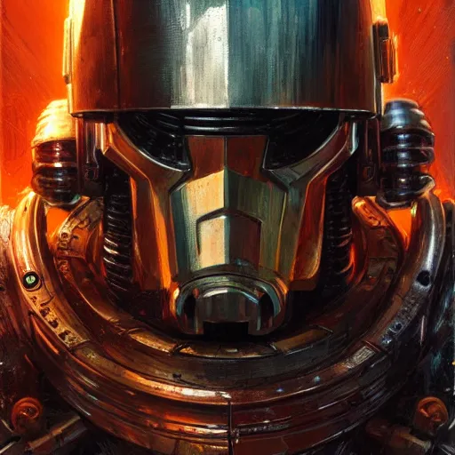 Prompt: the doomslayer with bright glowing armor as a realistic scifi cyberpunk knight, closeup portrait art by donato giancola and greg rutkowski, vintage retro scifi, realistic face, digital art, trending on artstation, symmetry!!!