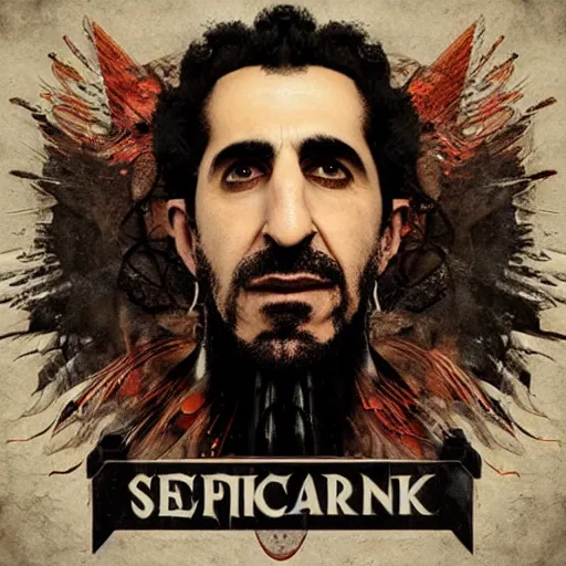 Image similar to epic album cover, serj tankian, tending on artstation, award - winning art