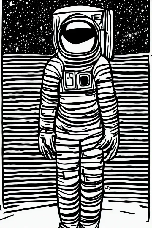 Prompt: basic digital drawing scribble in photoshop of simple astronaut