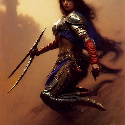 Prompt: a full body portrait of a good - lookiung girl wearing ninja armor, high detail, cleary see face, by gaston bussiere, bayard wu, greg rutkowski, odd nerdrum, maxim verehin, dan dos santos, masterpiece, sharp focus, cinematic lightning - h 8 6 8