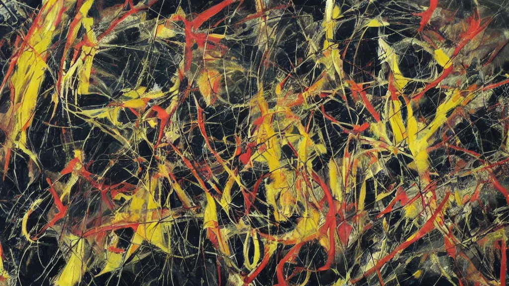 Image similar to abstract minimalism francis bacon art painting, lines, forms, shapes, in style of jackson pollock,