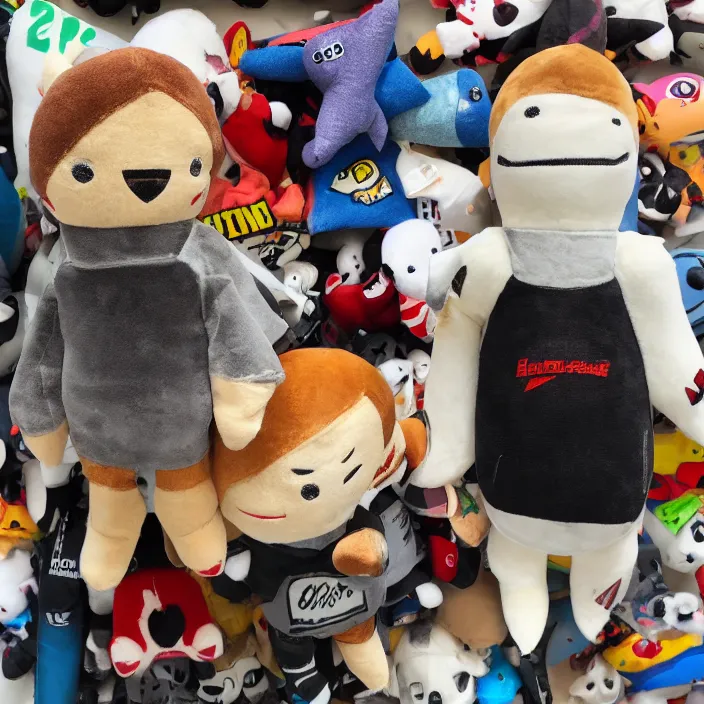 Image similar to Tony Hawk, a plushie of Tony Hawk, plush, detailed product photo