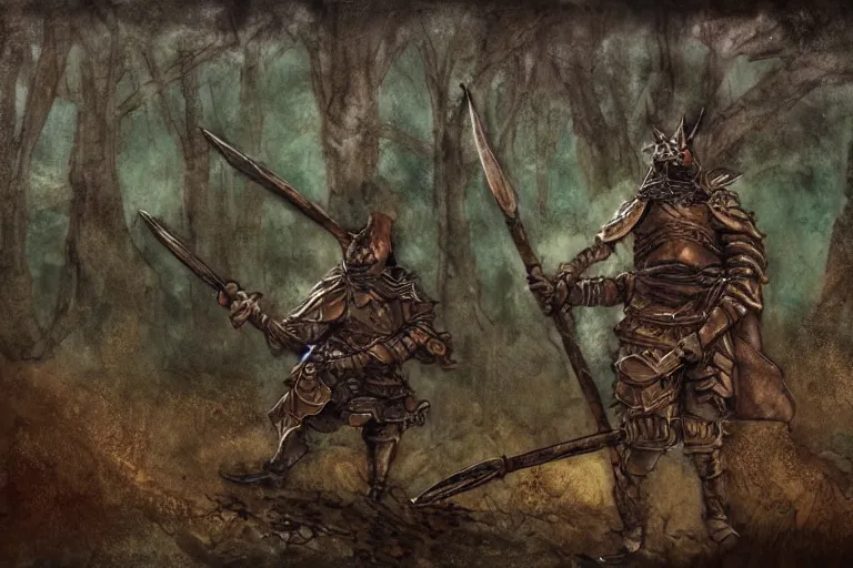 Prompt: fantasy landscape painting, sergeant and a phalanx of ashigaru mice, brandishing halberd, inspired by brian froud, in an arctic forest, cinematic concept painting, filtered light