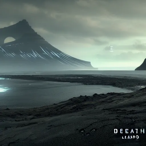 Image similar to deathstranding landscape, iceland landscape, ultra realistic, art by hideo kojima, artstation, concept art, decima engine