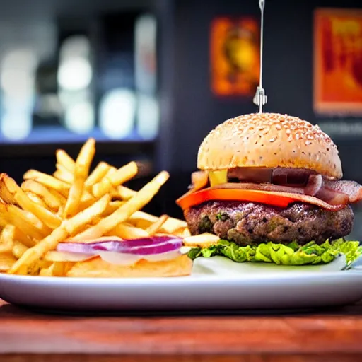 Image similar to bacon bacon burger bacon soda bacon fries, award winning food photography