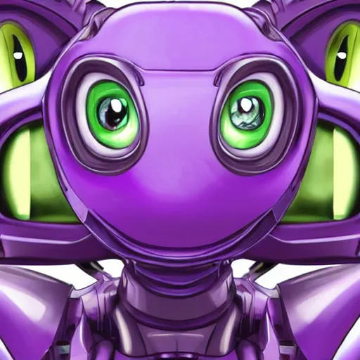 Image similar to very cute purple robototechnic dragon looking at camera, Disney, epic, digital art