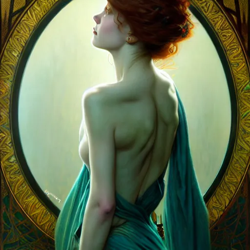 Prompt: pale teal, fantasy, intricate, elegant, dramatic lighting, emotionally evoking symbolic metaphor, highly detailed, lifelike, photorealistic, digital painting, artstation, concept art, smooth, sharp focus, illustration, art by John Collier and Albert Aublet and Krenz Cushart and Artem Demura and Alphonse Mucha