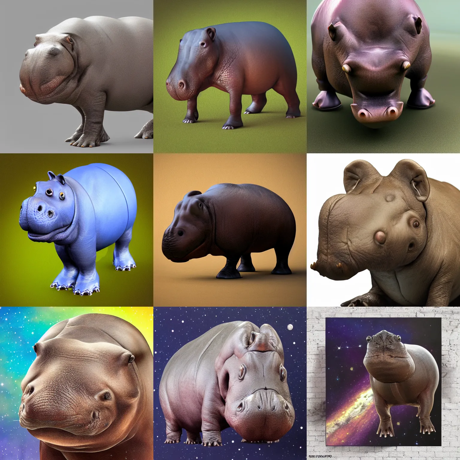 Prompt: realistic space hippo